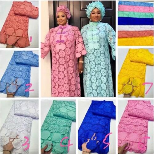 Party Q Latest African Cord Lace Fabric 2021 High Quality Guipure Silk Nigerian Water Soluble Lace Fabrics For Wedding
