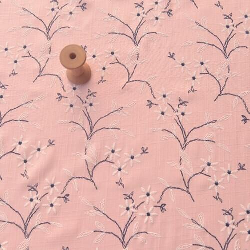 High quality slub cotton fabric Orange blossom cluster tissu clothing one-piece dress patchwork