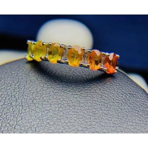 CoLife Jewelry Natural Yellow Sapphire Ring for Daily Wear 6 Pieces 3mm * 4mm Sapphire 925 Silver Sapphire Jewelry