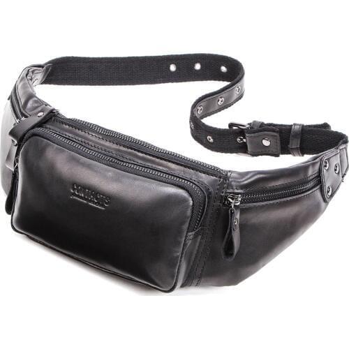 Fanny Waist Pack Men Shoulder Messenger Genuine Leather Waist Chest Bag Leg Hip Wallet Men Mini Coin Bum Beltbag Money Phone Bag