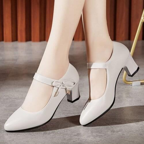 Women Shoes Pumps Ladies High Heels Autumn Office Wedding Dress Patent Leather Buckle Woman Crystal Slip on Fashion Pointed Toe
