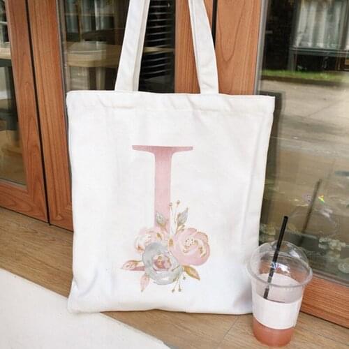 Letter print Ladies Handbags Cloth Canvas Tote Bag Floral Letters Pattern Shopping Travel Women Reusable Shoulder Shopper Bags