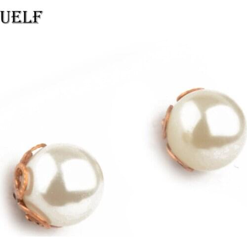 Uelf 2019 New Vintage Korean Stud Earrings For Women Handmade Sweet Simulated Pearl Circle Jewelry Pendientes Gifts