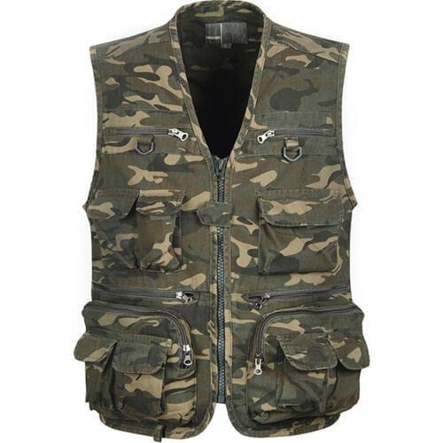 1pcs Men Camouflage Fishing Hunting Vest Cargo Outdoor Game Outwear Waistcoat Multi-Pocket Photography Recreational Fishing Vest