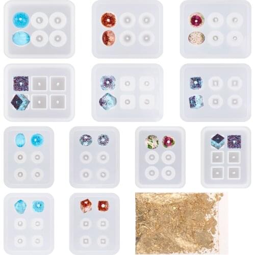 12pcs/set DIY Square Cube Beads Casting Mold Resin Mold For Beads Making Silicone Mould