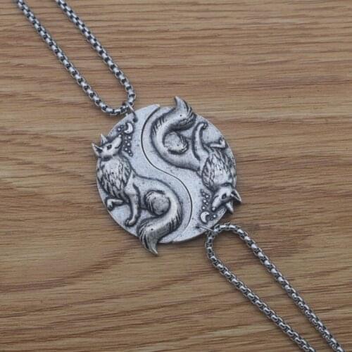 12pcs Couple animal Jewelry Yin Yang Fox necklace Lovers Sisters Valentines Gift