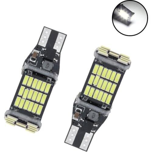 2pcs Safego T15 45 SMD 921 912 T10 4014 LED Bulbs Canbus Error Free For Car Backup Reverse Lights 1000 Lumens 6500k White