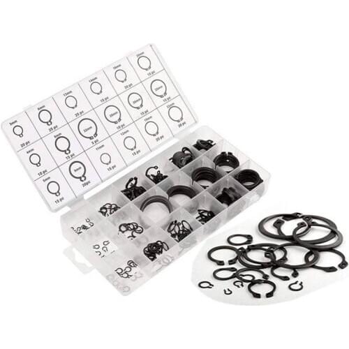 300 Piece C-Clips External Snap Ring Black Washer Hardware Cir Clip Retaining Ring Set For Industrial Fasteners 18 Sizes