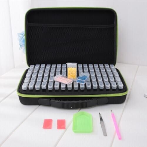 80Grids 5D DIY Diamond Painting Storage Box Kits with Diamond Paint Accessories Jewelry Bead Storage Container Jar Zippered Case