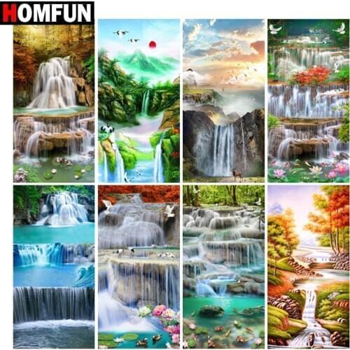 HOMFUN Diy 5d Diamond Painting "beautiful scenery waterfall"Cross Stitch Square Round Diamond Embroidery Handwork Rhinestone Art
