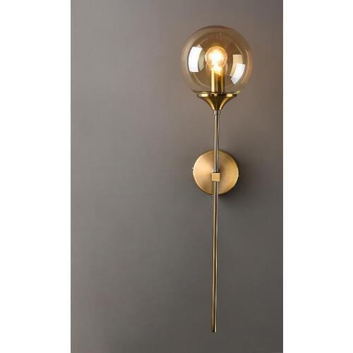 American Gold Metal Wall Lamp Glass Lampshade Bedside LED Wall Light Stair Corridor Wall Sconce E14 110/220V Luminaire Home Deco