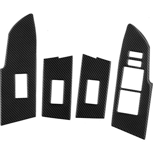 Car Black Carbon Fiber Window Lift Switch Panel Cover Trim Frame Fit For Toyota Corolla 2014 2015 2016 2017 2018