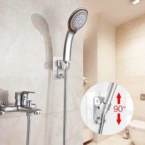 Shower Head Holder Self-adhesive Handheld Drill-free Showerhead Rack Punch-free Chrome Bathroom Wall Mount Bracket