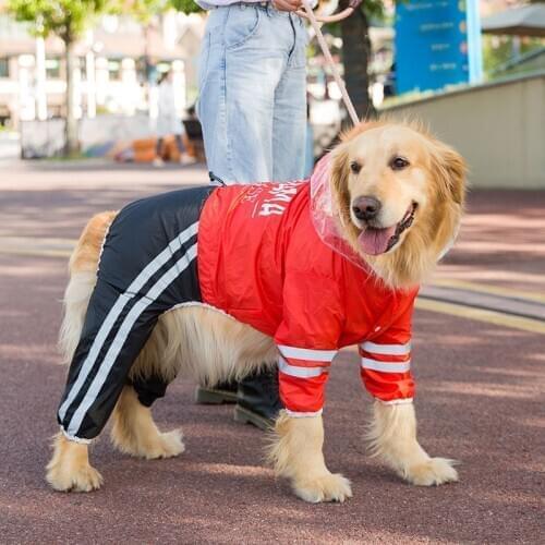 Big Dog Raincoat Pet Clothing Waterproof Outdoor Letter Printing Jacket Medium Big Dogs Clothes Fashion Hoodies Pet Jumpsuits