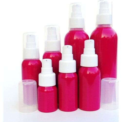 Rose Red Aluminum Cosmetic Lotion Bottle Press Pump Emulsion Packaging Container Refillable 20ml 30ml 50ml 60ml 80ml 100ml 20pcs