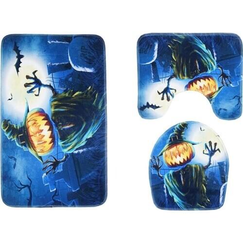 Halloween Flannel Absorbent Non-Slip Bath Mat Bathroom Toilet Mats Set Bath Rugs Toilet Covers 3pcs/set Drop Shipping