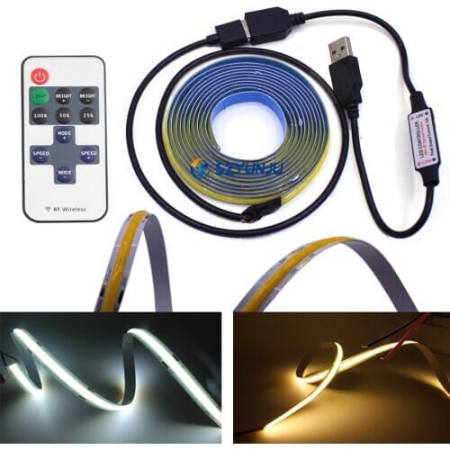 DC5V USB COB DOB LED Flexible strip light For TV Background Lamp with Remote Control Dimmer Decorative Light