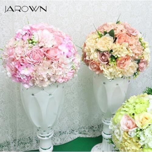 JAROWN Artificial Flower Ball Silk Rose Hydrangea Flowers Half Ball Centerpieces Wedding Desktop Decor Flores Roman Column Decor
