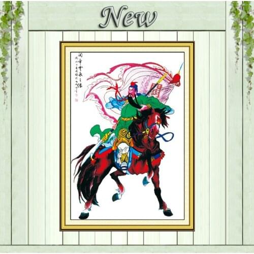 Guan Gong horse home decor painting counted printed on canvas DMC 11CT 14CT Chinese Cross Stitch kits embroidery needlework Sets