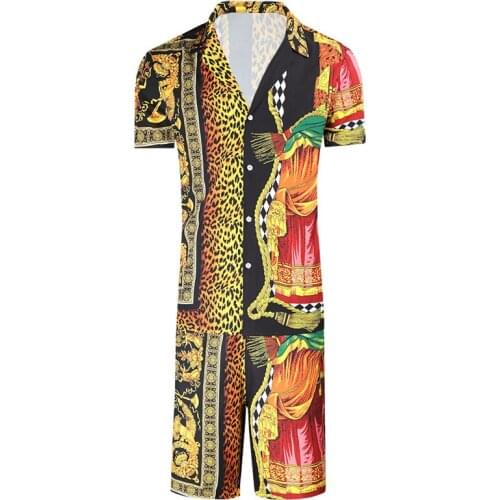 African Fashion Clothes Men Shirts Sets Summer Bazin Rich Short Sleeve Dashiki Vintage Print Dashiki Male Casual Loose Top Pants