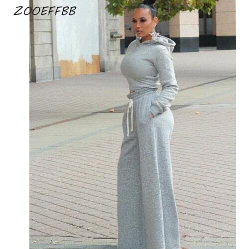 ZOOEFFBB Plus Size Hoodies Women Two Piece Outfits Backless Long Sleeve Top Bell Bottom Pants Lounge Wear Matching Sets Clothes