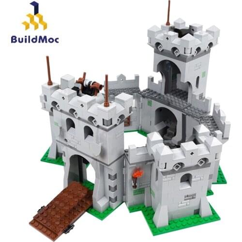 BuildMoc City Buildings The Modular Knights Castle Build Blocks MOC City Architecture House Model Bricks Toys For Children Gift