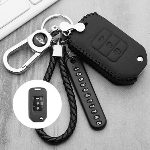 Leather Key case for car For Honda Civic CR-V HR-V Accord Jade Crider Odyssey 2015- 2018 Remote Key Protection car styling