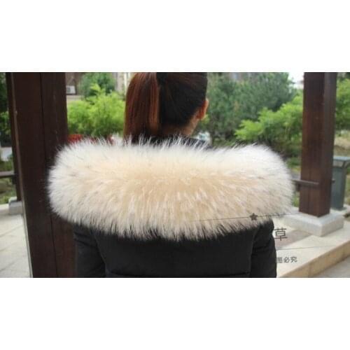Colorful Genuine Raccoon Fur Detachable Collar Scarfs Fashion Coat Sweater Jacket Luxury Raccoon Fur Collar C006-beige