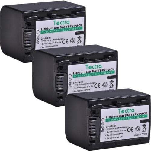3pack 2500mAh NP-FV70 Li-ion Battery for Sony NP-FV30 FV50 FV70 FV90 FV100 FV120 HDR-CX230 HDR-CX150E HDR-CX170 CX300 VG10E