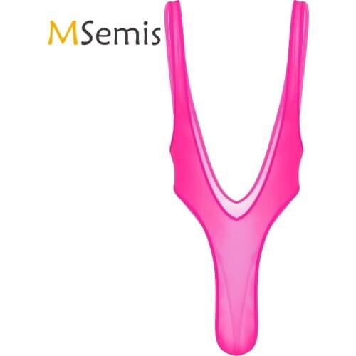 Mens Lingerie See-Through Bodysuit Mesh Conjoined Backless Jockstrap Erotic Sexy Bikini Underwear Gay Male Sleepwear for Sex