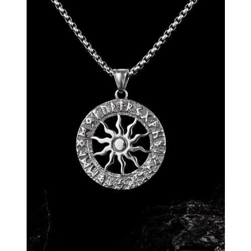 Viking Sun Wheel Titanium Steel Pendant Necklace For Man