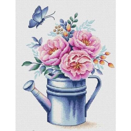 Flower teapot patterns counted 11CT 14CT 18CT Cross Stitch Set DIY Chinese Cross-stitch Kits Embroidery Needlework Home Deco