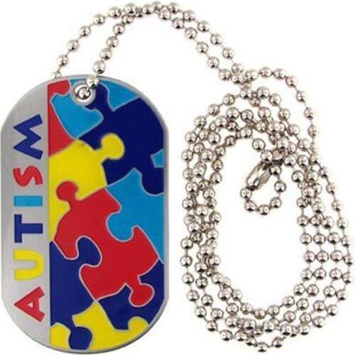 Public Welfare AUTISM Puzzle Logo Pendant Necklace Jewelry Ellipse Tag For Activities Souvenirs 10pcs/lot
