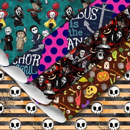 Halloween Horrors Skull Series 20*33cm Ordinary Faux Synthetic Leather Sheets For Hair Bows Handbag Earrings DIY Crafts Vinyl