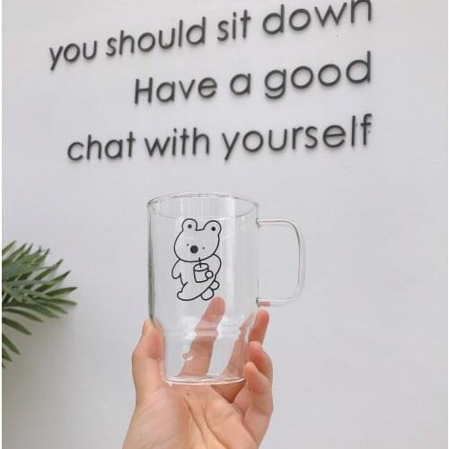 Clear Cute Beer Glass Cup Drinking Mini Cute Nordic Glass Cup Milk Small Drinkware Copos De Vidro Kitchen Dining Bar EB5BL