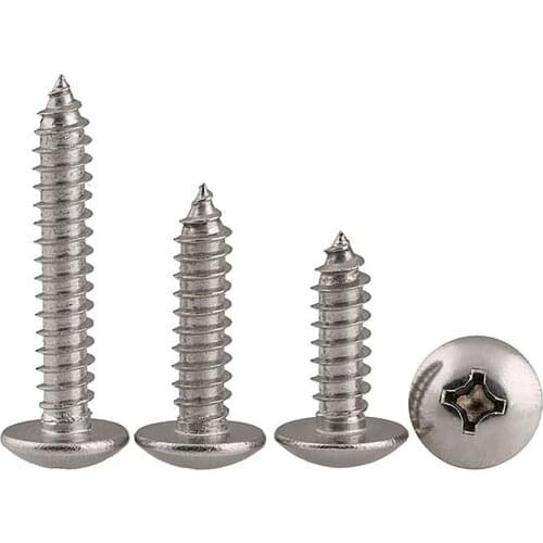 Phillips Truss Mushroom Head Self Tapping Screws M3 M4 M5 M6 Round Large Flat Head Cross Wood Screw 304 A2 Stainless Steel