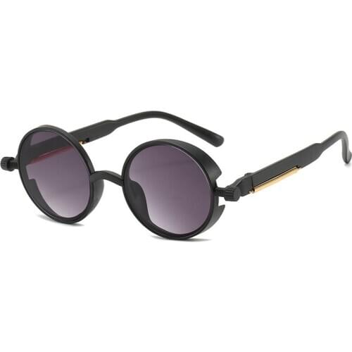 Vintage Steam Punk Sunglasses Unisex Fashion Designer Metal Spring Leg Sunglasses Womens Brand Round Retro Sun Glasses UV400