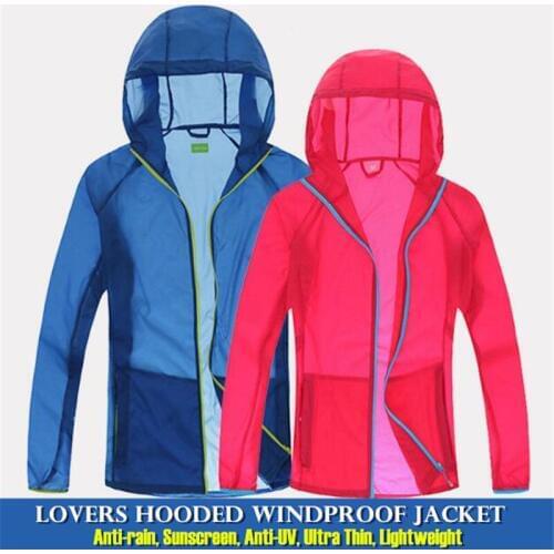 100pcs Men&Women Lovers Hooded Windproof Jacket Tops Quick-dry Fitness Anti-rain Sunscreen Anti-UV Thin Lightweight Sweatshirts