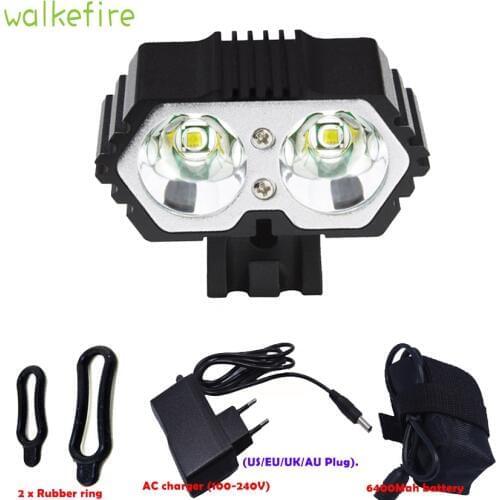 Walkefire 4 Mode 2x XM L T6 LEd Bicycle Light Cycling Waterproof cycling Front Light Bike lights Lamp Torch+Battery Pack+Charger