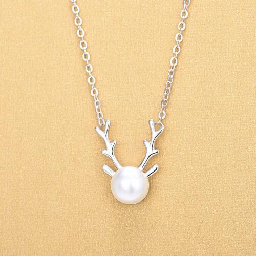 Top Luxury 925 Sterling Silver Female Pearl Deer Pendant Necklaces For Women Best Gifts Jewelry