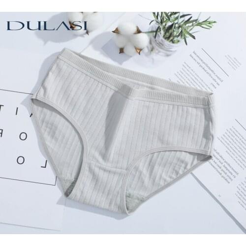 Womens Panties Classic Threaded Underwear Comfortable Cotton Lingerie Mid Rise Solid Color Briefs For Four Season Recommend