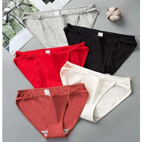 Womens Panties Cotton Underwear Solid Color Briefs Girls Low-Rise Soft Panty Women Underpants Female Lingerie
