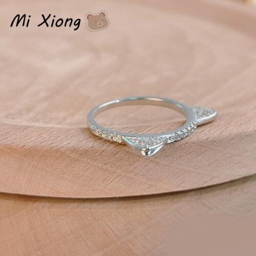 Mi Xiong 925 Sterling Silver Rings for Womens Unique MiQi Mouse Ear Engagement Luxury Jewelry Wedding Gift Charm Classic Cute