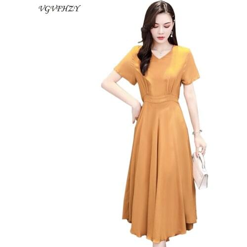 New 2021 style office lady elegant midi dress summer dress women Temperament cotton short sleeves evening party dresses