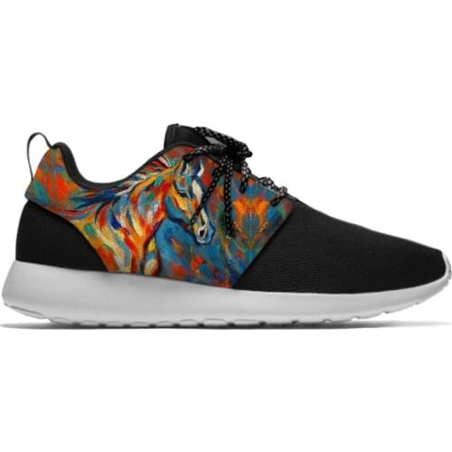 Animal Crazy Horse art New Arrive Lightweight Sport Running Mesh Shoes Men Women Casual Breathable Sneakers