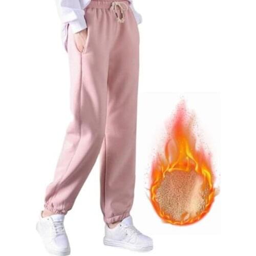 2020 Winter Women Gym Sweatpants Female Running Sport Pants Workout Solid Trousers Fleece Thick Warm Winter Pants Pantalones