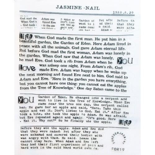 1 Sheet White Black English Letters Nail Art Sticker Typewriting Article Decals Full Cover Newspaper Design Manicure Decorations