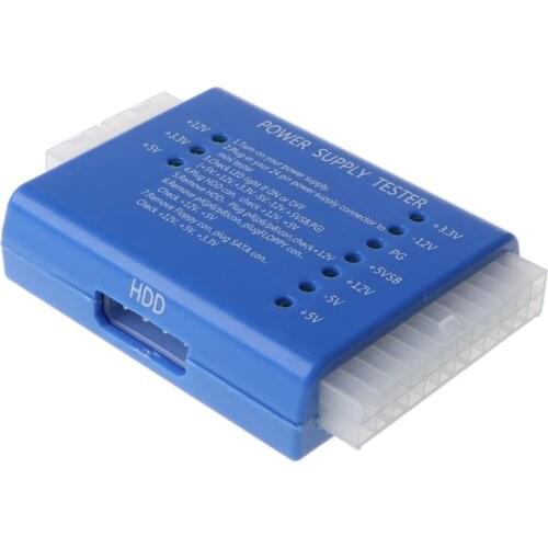 1Pcs NEW Black PC 20 24 Pin PSU SATA Power Supply Tester Retailsale