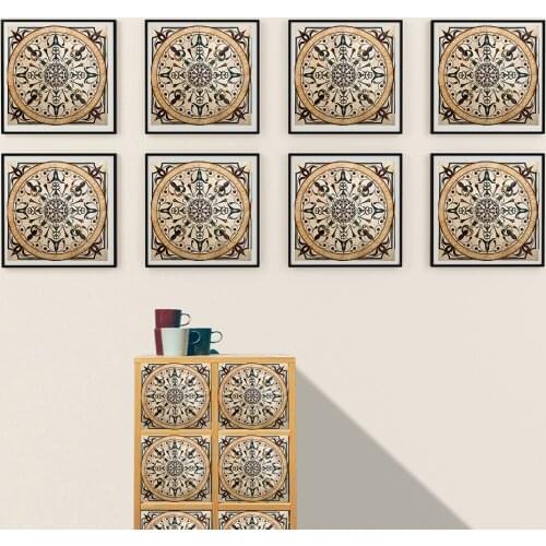 10pcs Retro Pattern Matte Surface Wall Sticker Film For Tiles /Ground in Kitchen Stairs Dining Table Art Wallpaper Peel & Stick