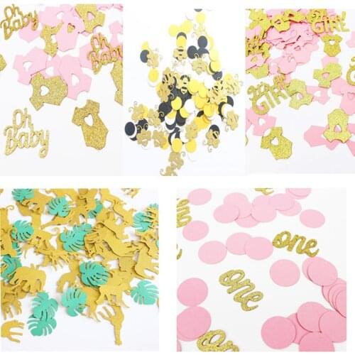 200 Pcs Glitter Oh Baby Gender Reveal Table Confetti Pink Blue Round Confetti for Baby Shower Gender Reveal Party Decorations